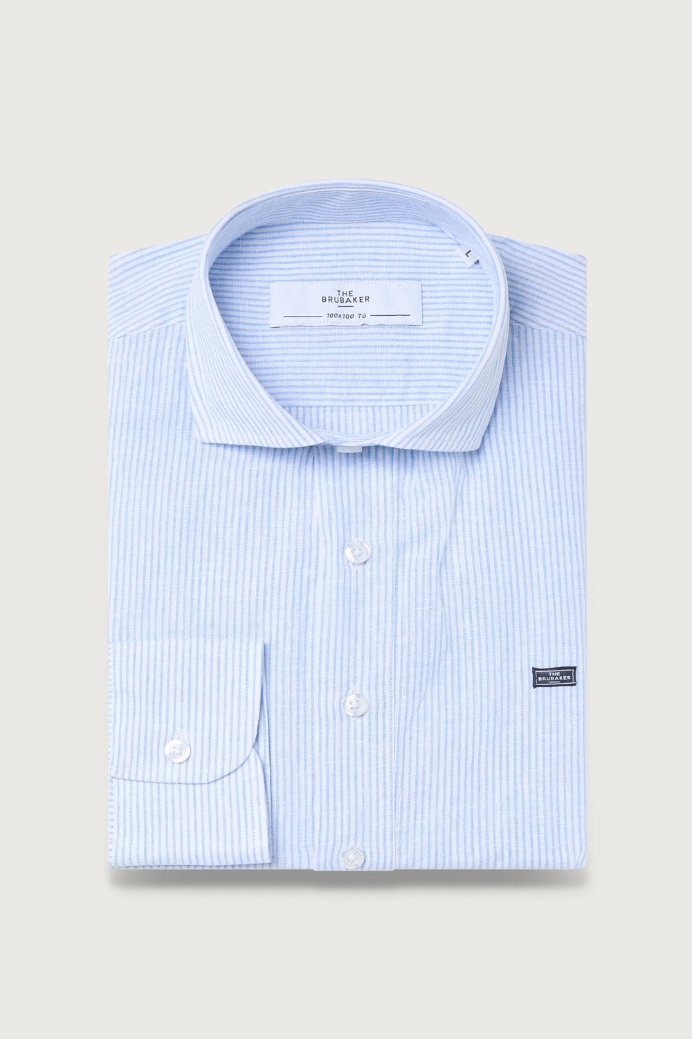 The Cotton Linen Polera Celeste Raya Fina-1