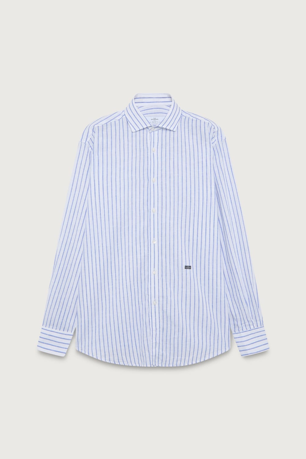 The Cotton Linen Camisa Fondo Blanco Raya Azul-2