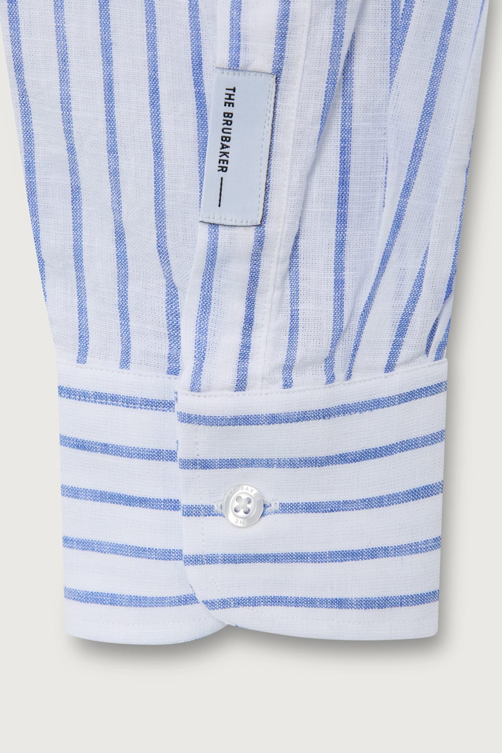 The Cotton Linen Camisa Fondo Blanco Raya Azul-3