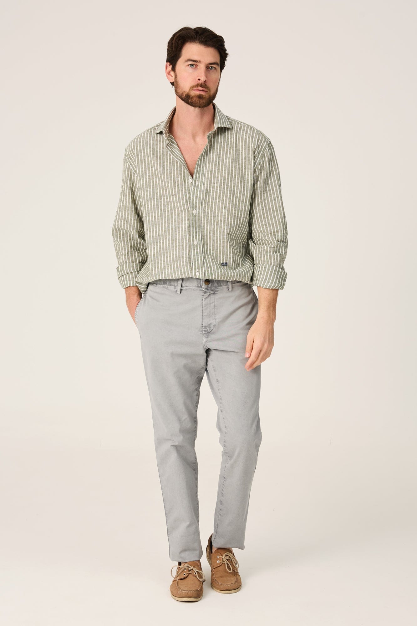The Cotton Linen Camisa Raya verde-1