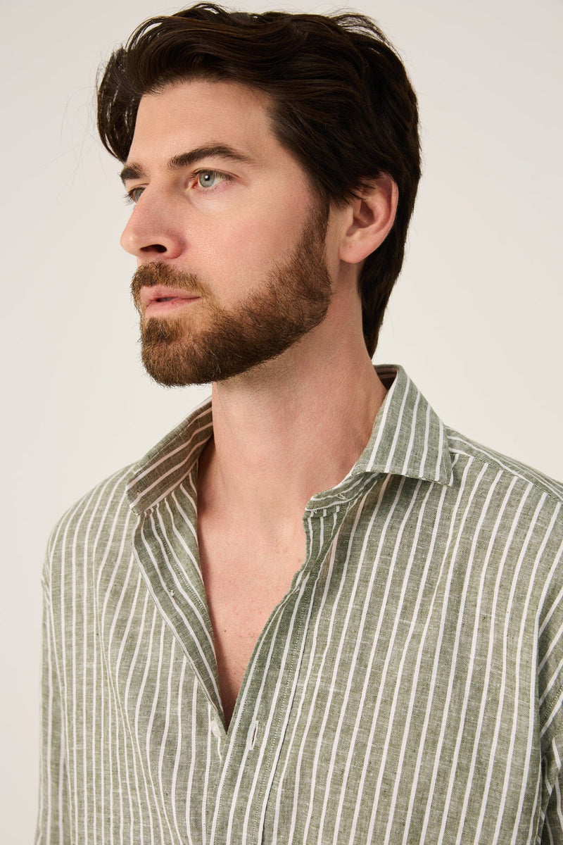 The Cotton Linen Camisa Raya verde-zoom-