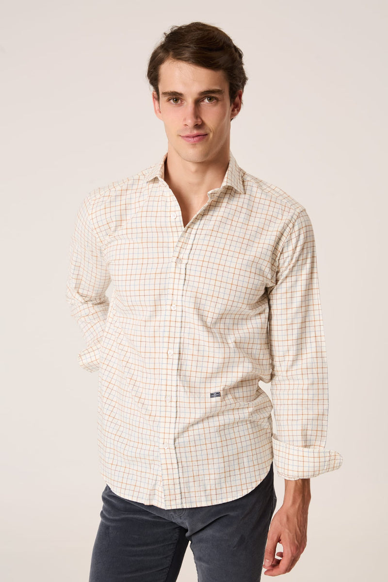 The Sarga Cuadro Ocre Grana Azul Claro-zoom-