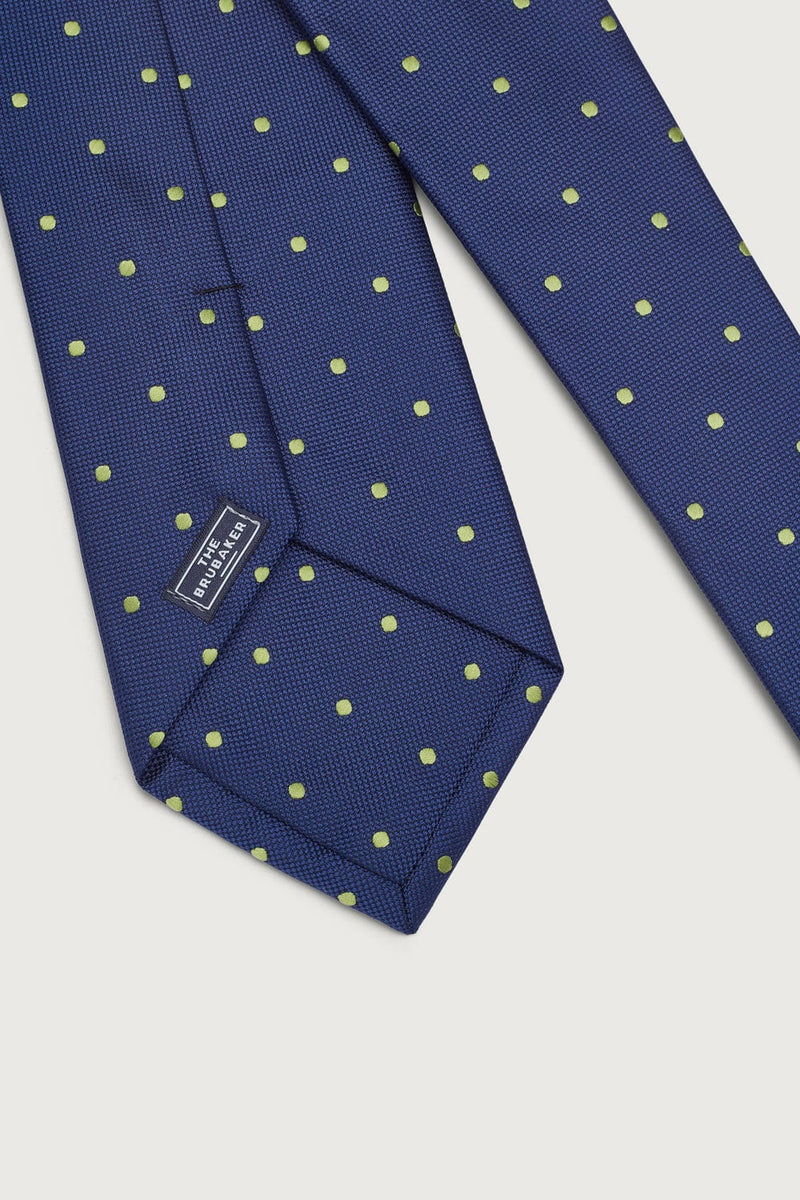 The Special Silk Tie Azul Marino Puntos Amarillo-zoom-