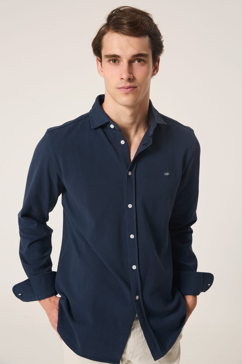 The Cotton Camisa Azul Marino-zoom-