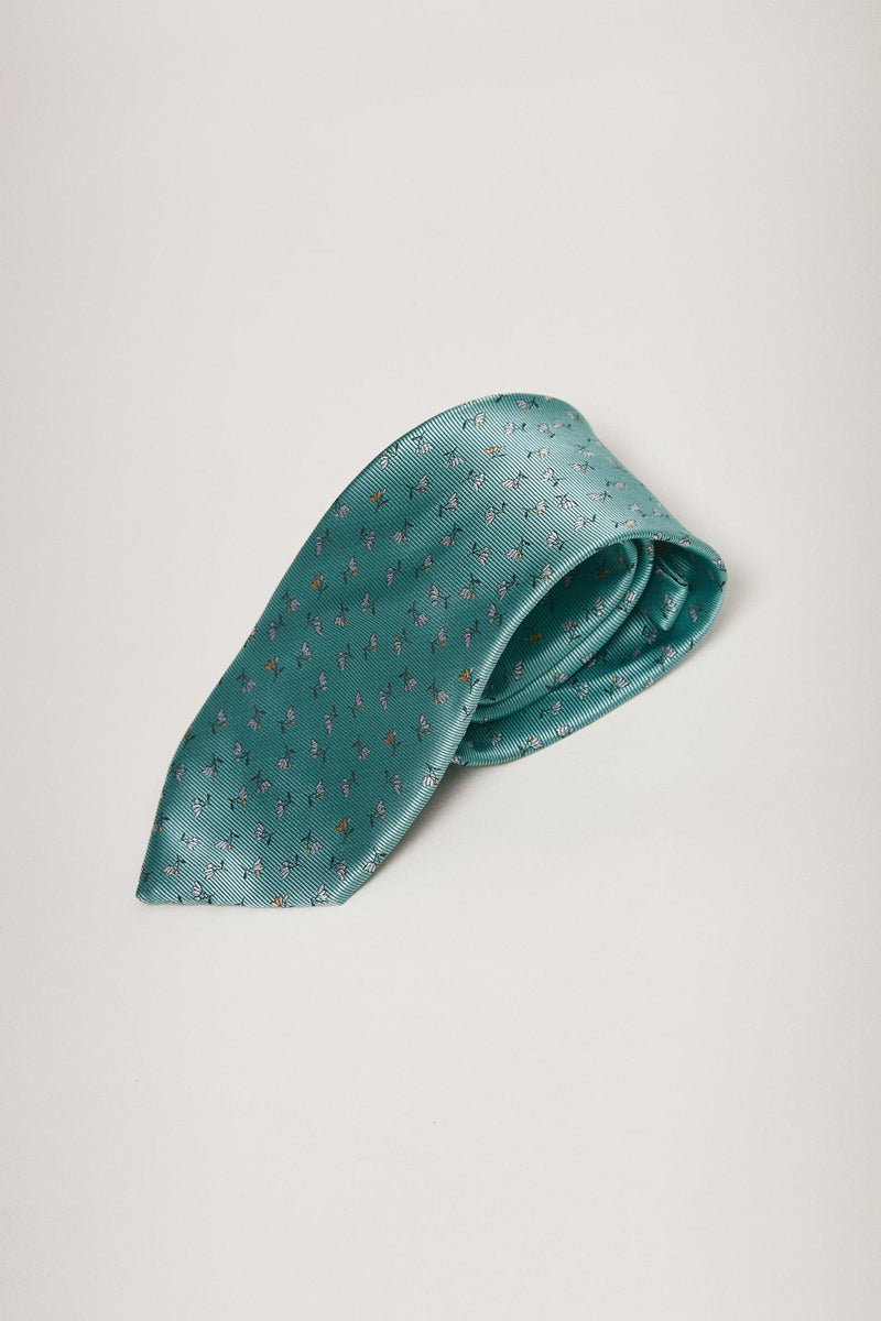 The Silk Tie Flor Fondo Turquesa-zoom-