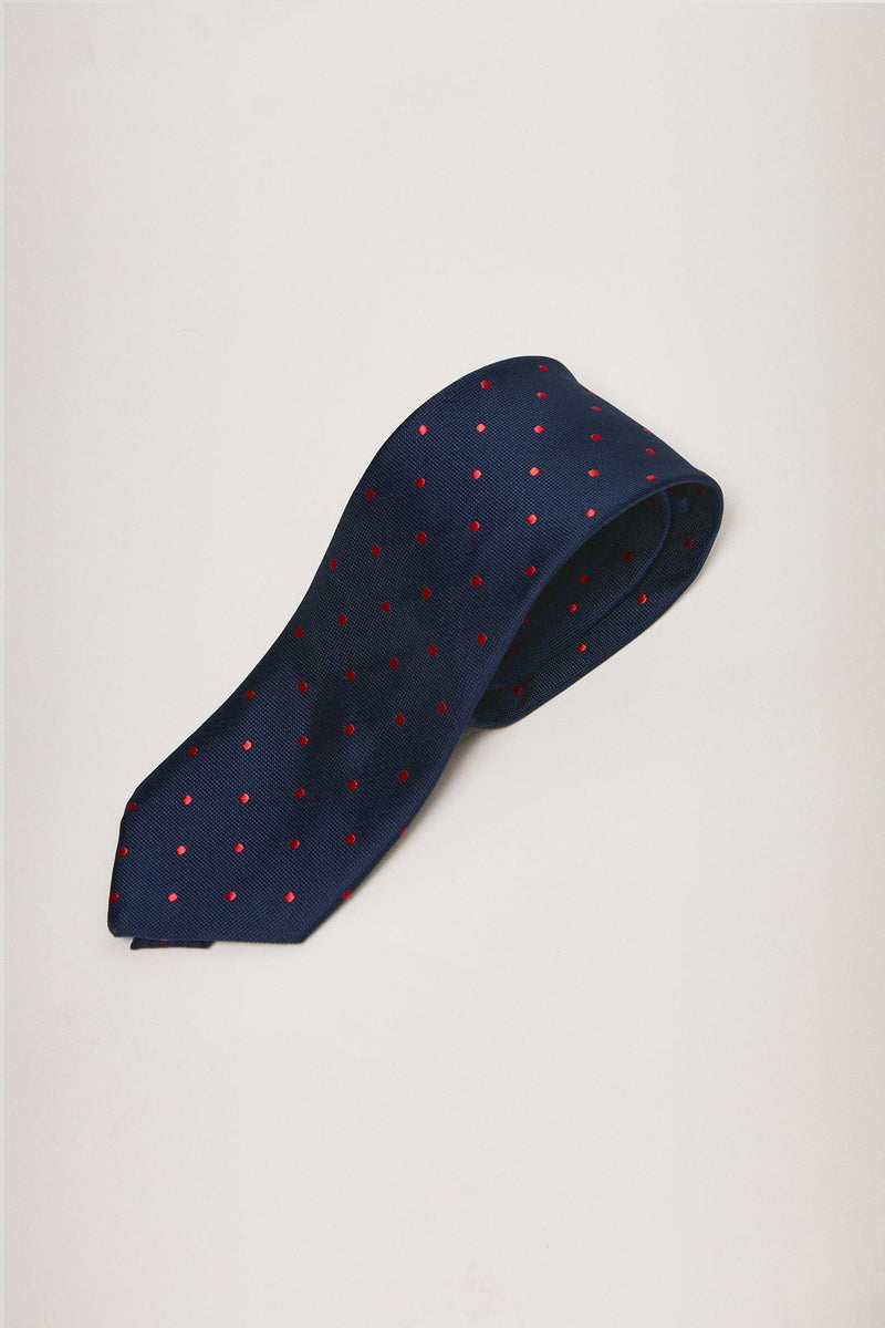 The Special Silk Tie Azul Marino Puntos Rojos-zoom-