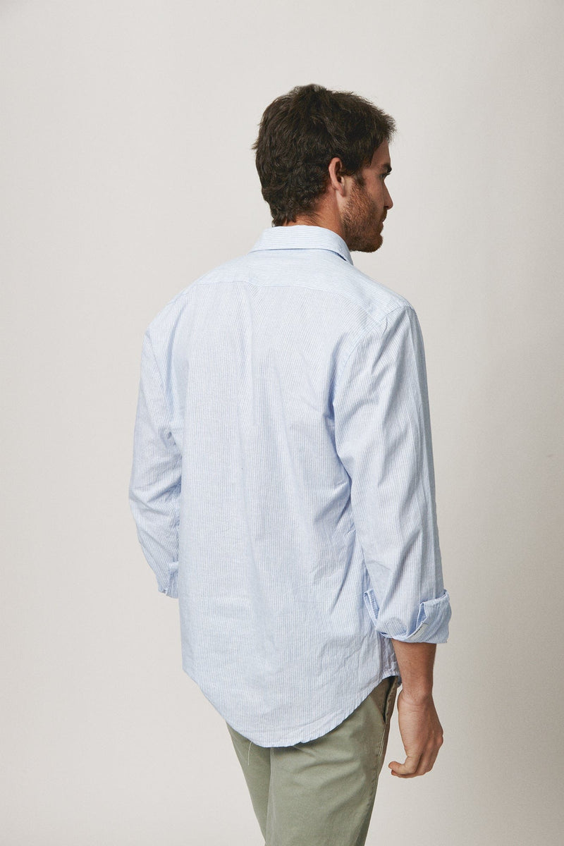 The Cotton Linen Polera Celeste Raya Fina-zoom-
