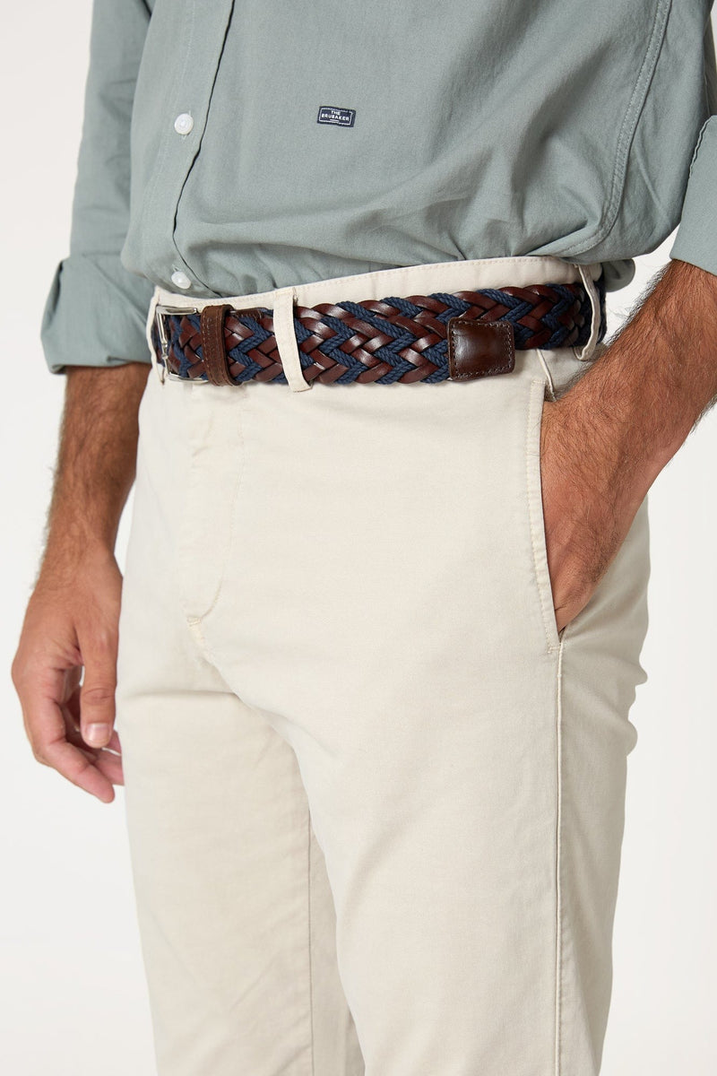 The Belt Trenzado Marron y Marino-zoom-