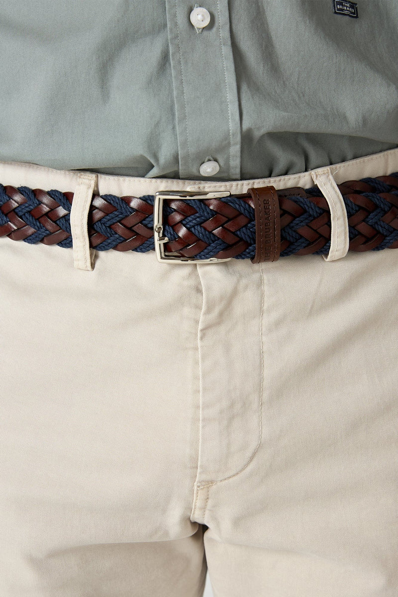 The Belt Trenzado Marron y Marino-zoom-