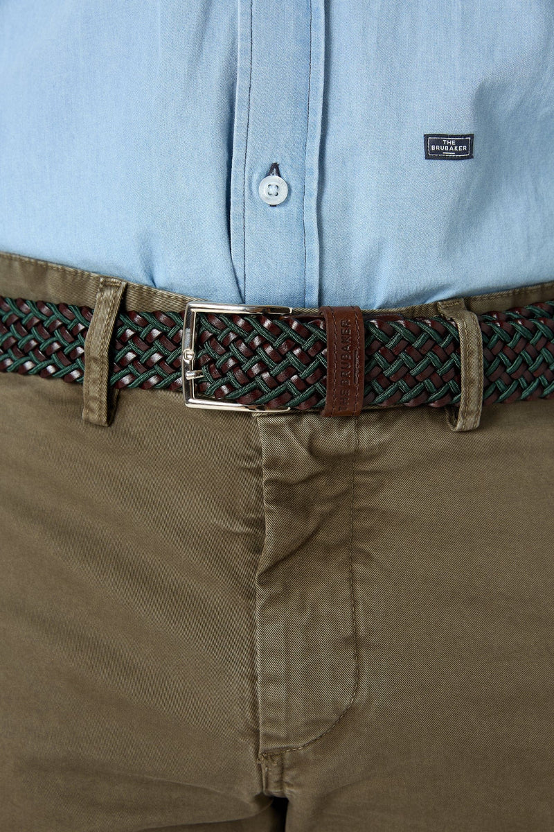 The Belt Trenzado Marron y Verde-zoom-