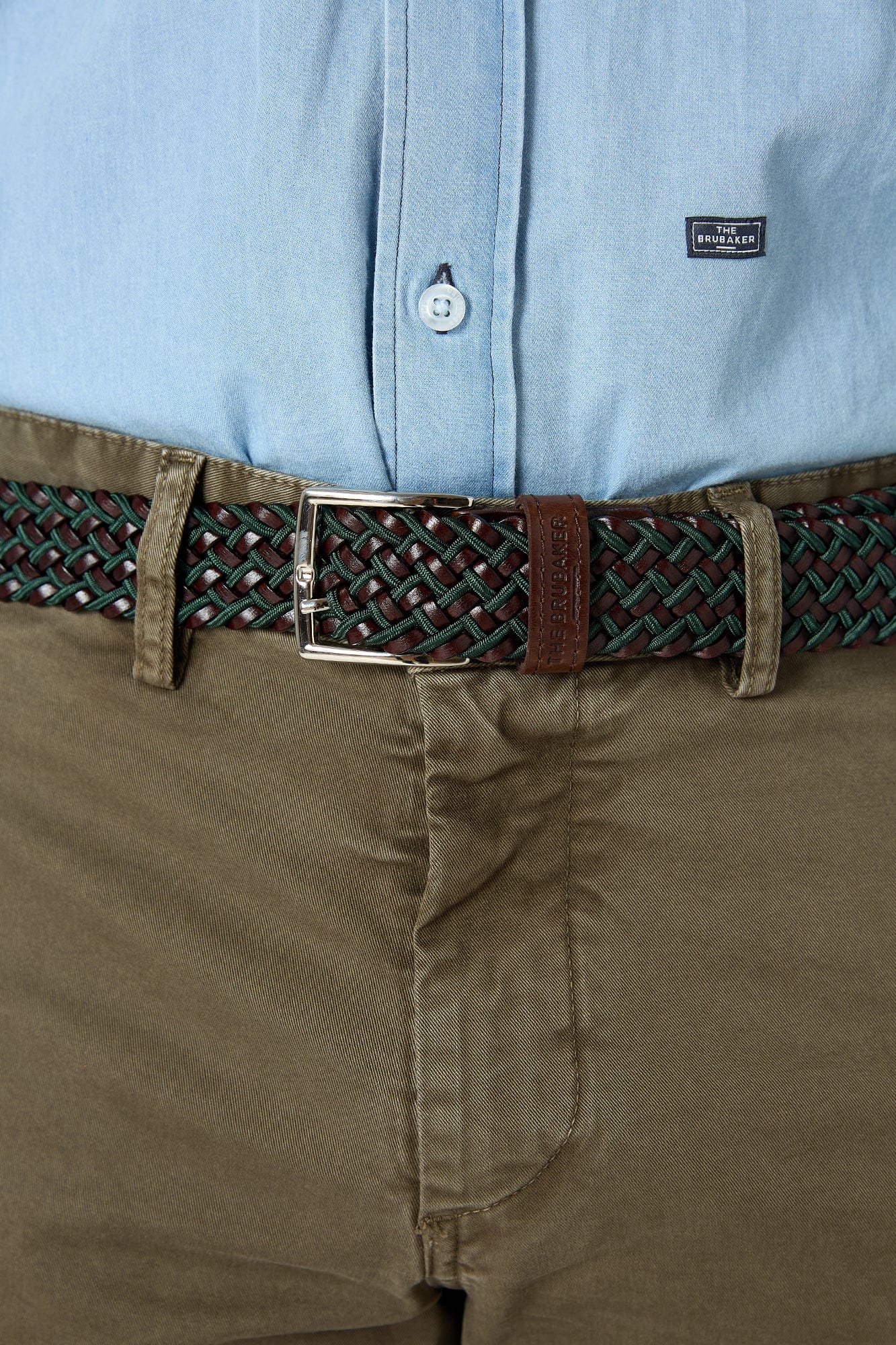 The Belt Trenzado Marron y Verde