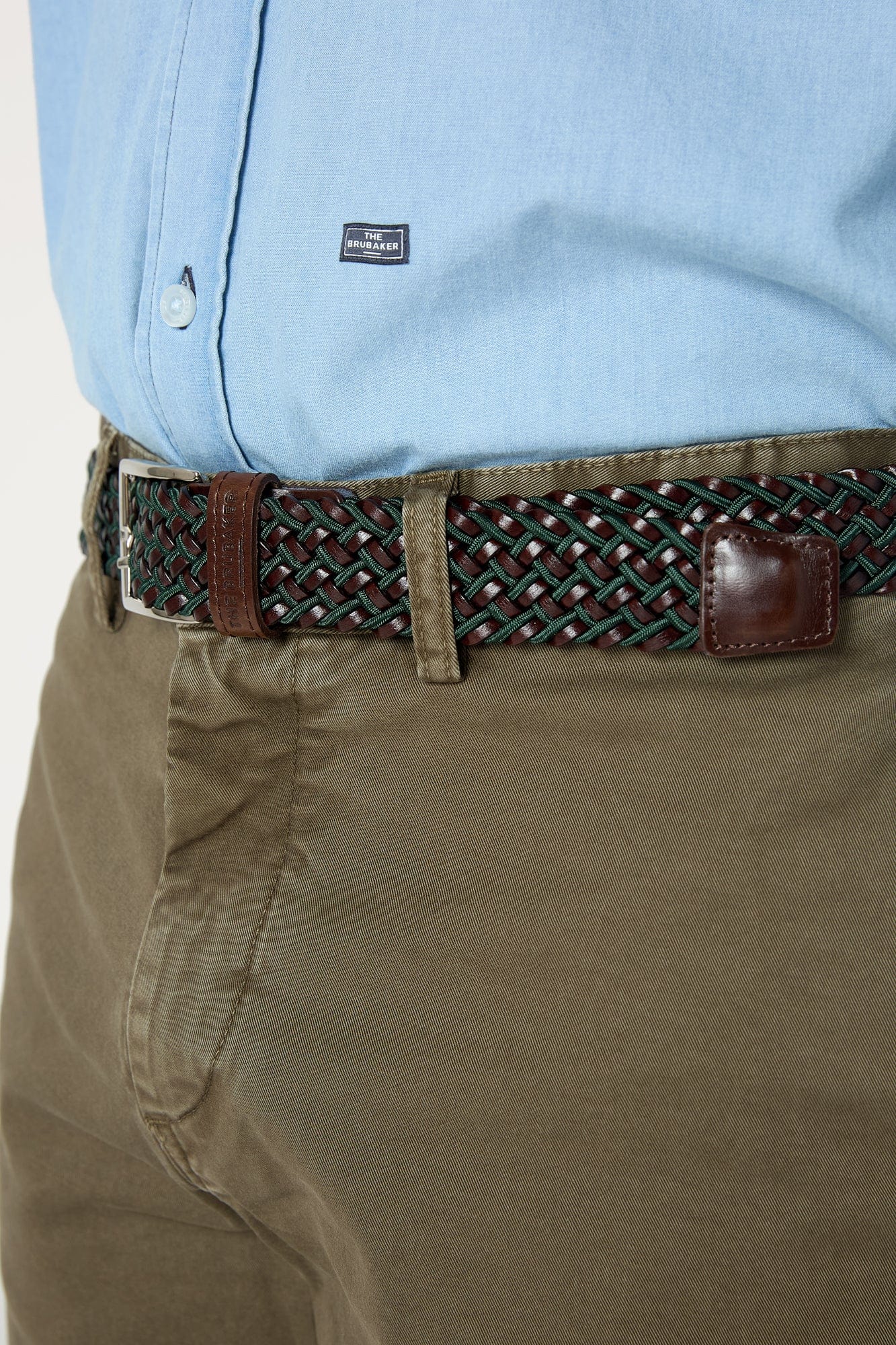 The Belt Trenzado Marron y Verde