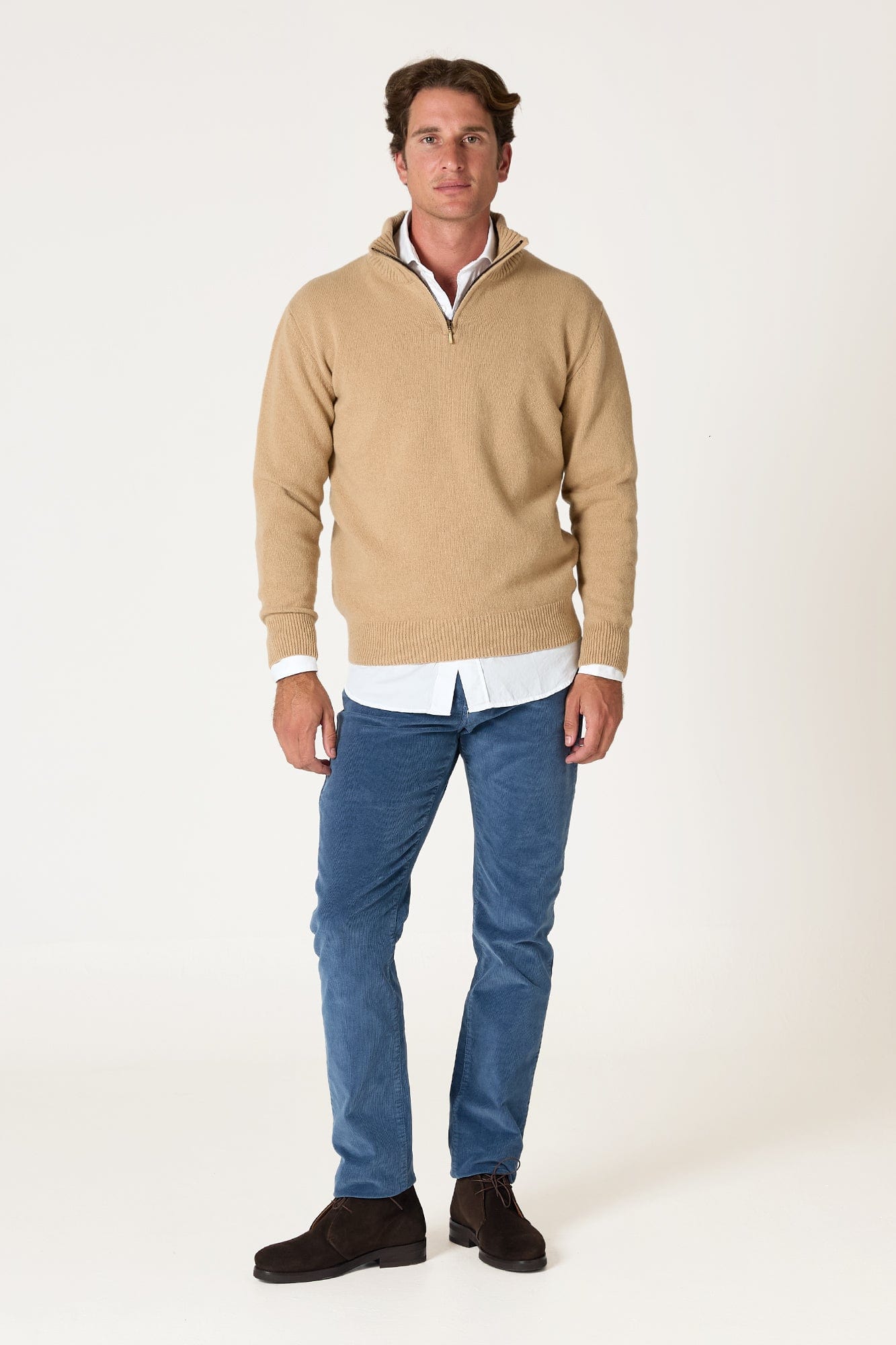 The Lambswool Halfzip Beige Seimeira