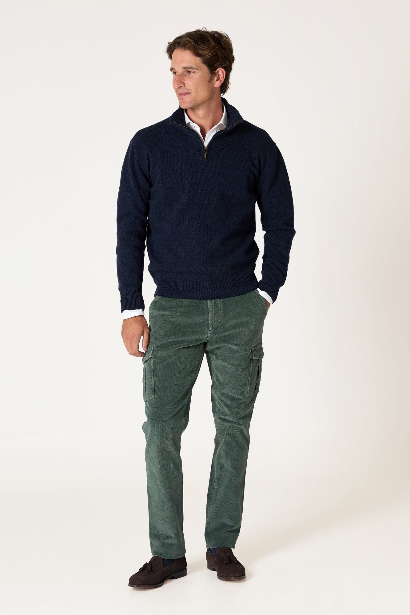 The Lambswool  Halfzip Azul Marino