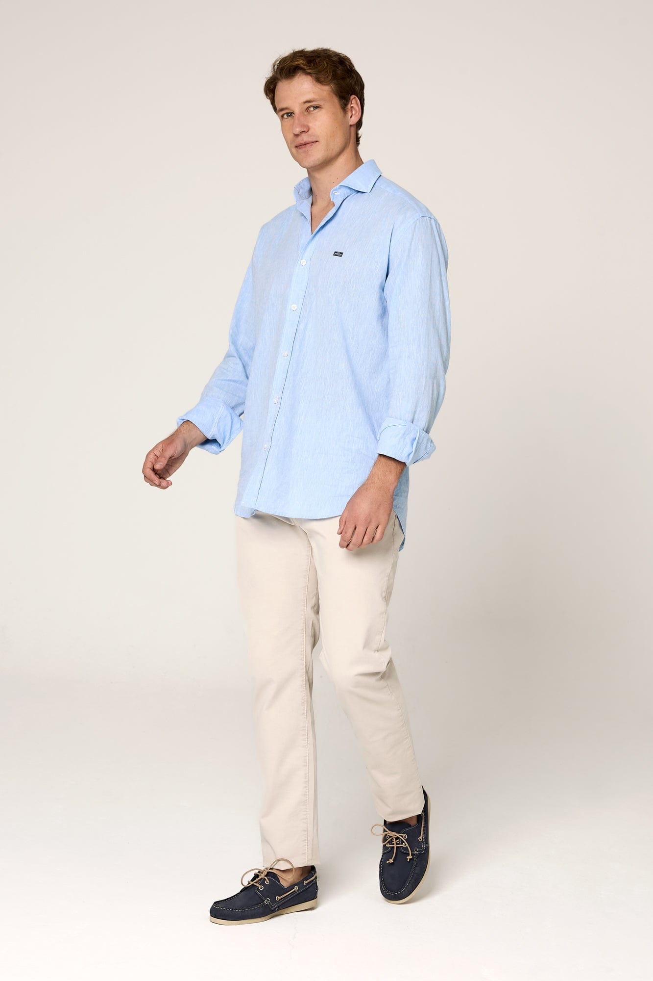 The Cotton Linen Camisa Azul Claro-1