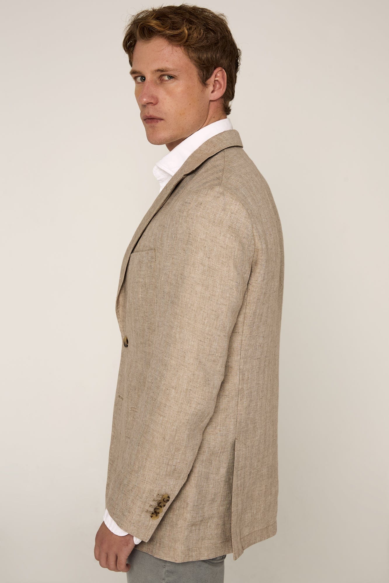 The Blazer Lino Espiga Beige-3