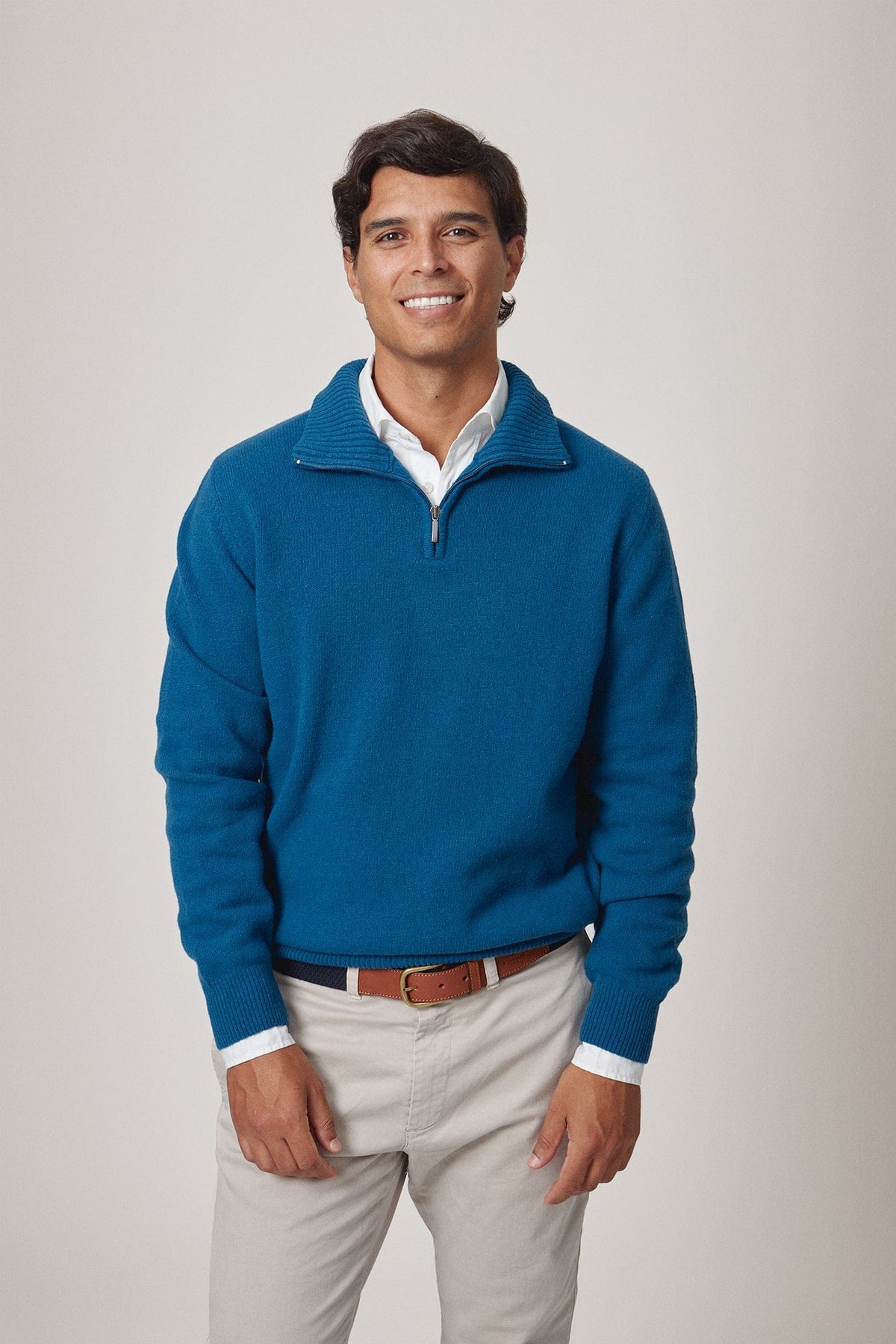 The Lambswool Halfzip Oceano