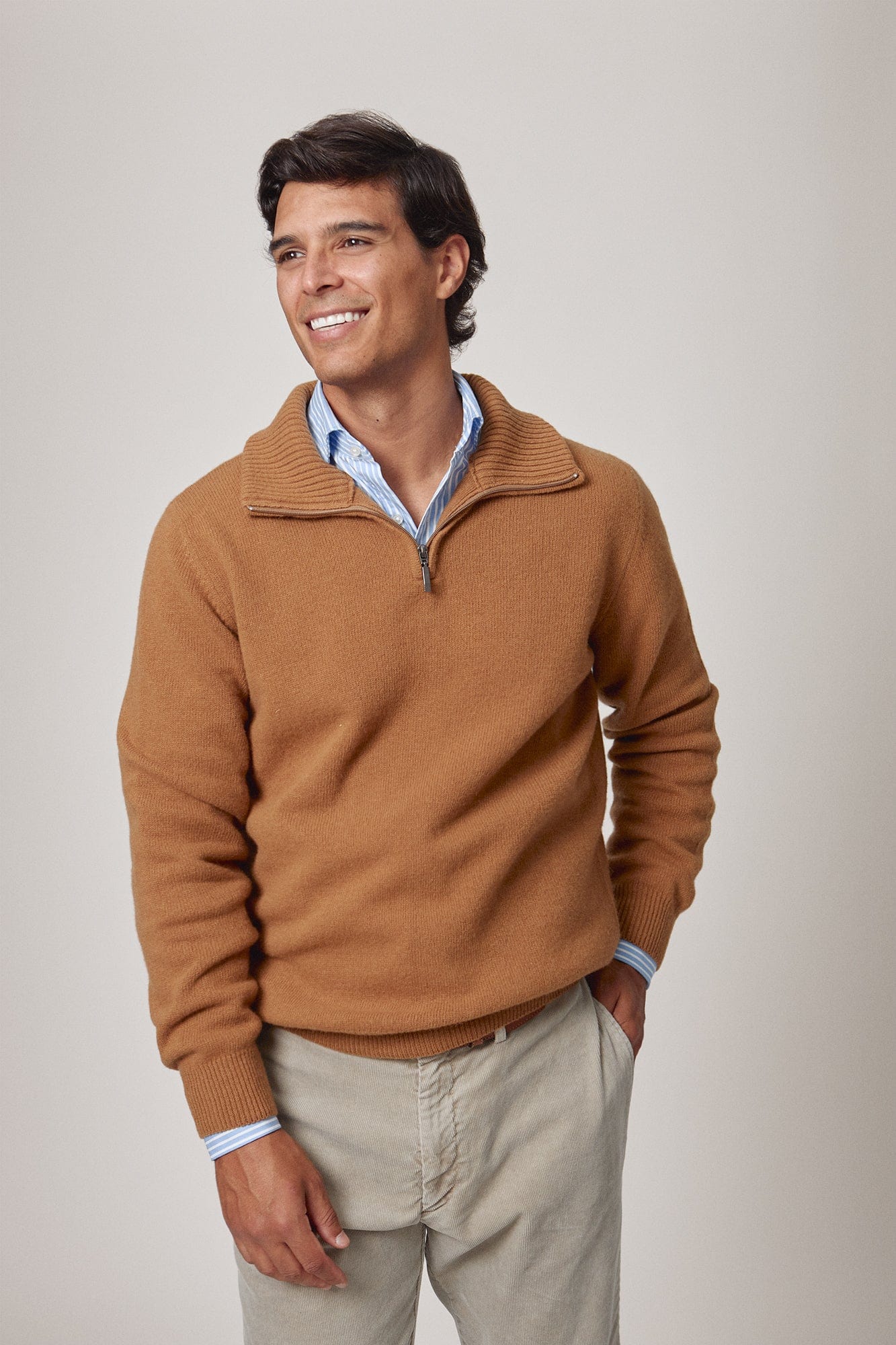 The Lambswool Halfzip Camel Tostado