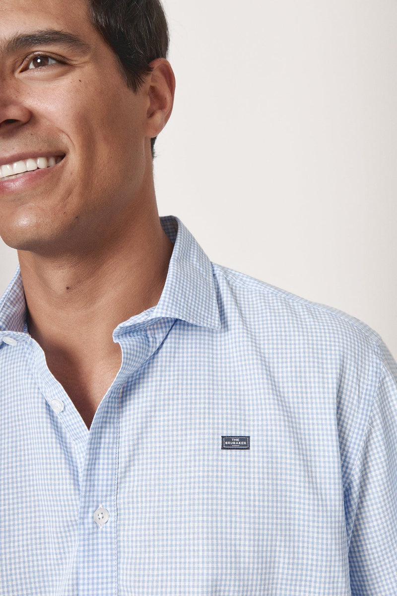The Cotton Linen Polera Cuadro Pequeño Azul-zoom-