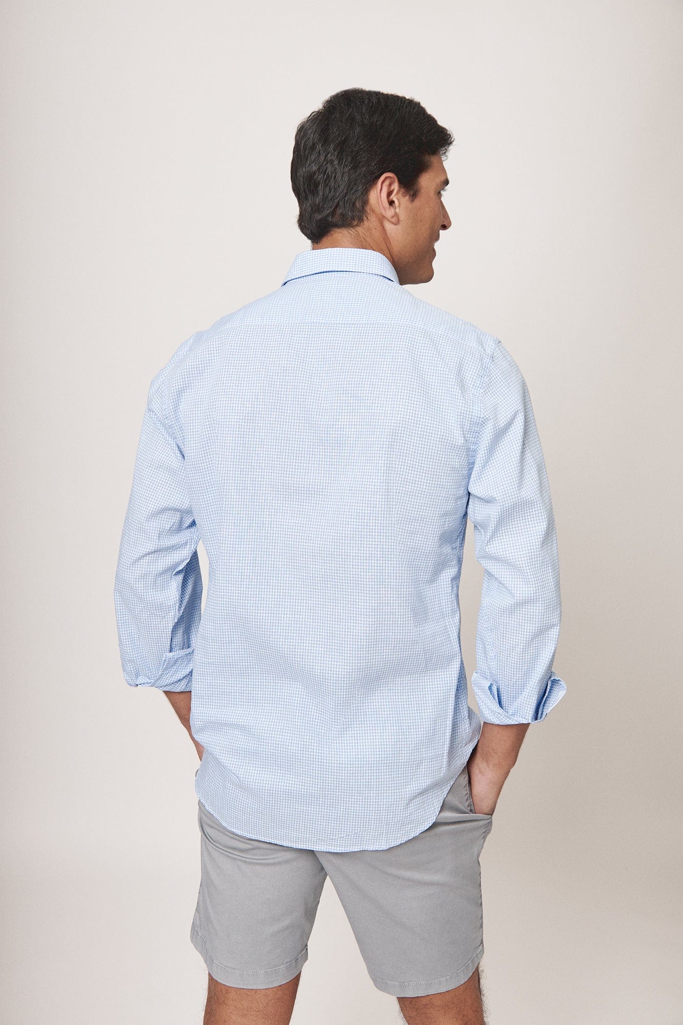 The Cotton Linen Polera Cuadro Pequeño Azul-4